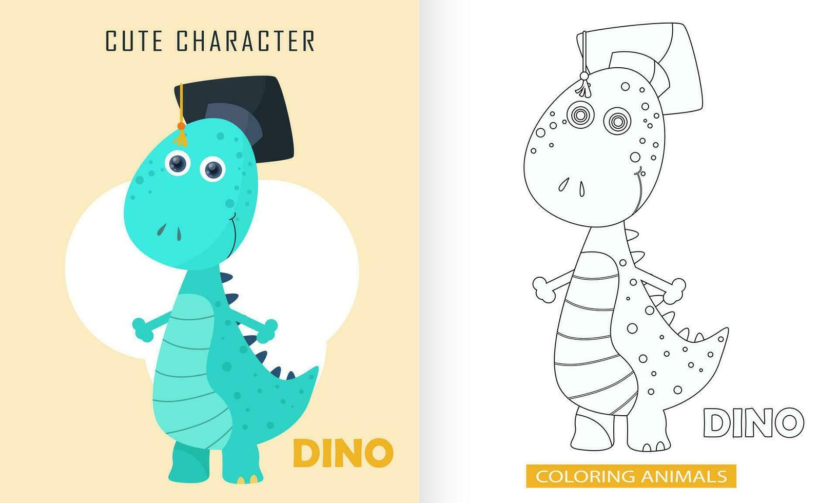 djur- karaktär färg bok för söt dinosaurier vektor