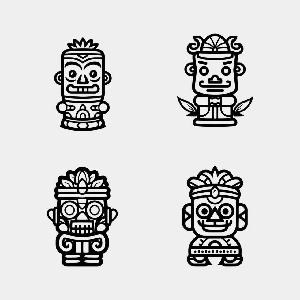 uppsättning av tiki idoler . tecknad serie uppsättning av tiki idoler vektor ikoner för webb design