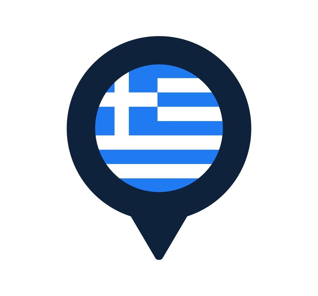 Grekland flagga och karta pekaren ikon vektor