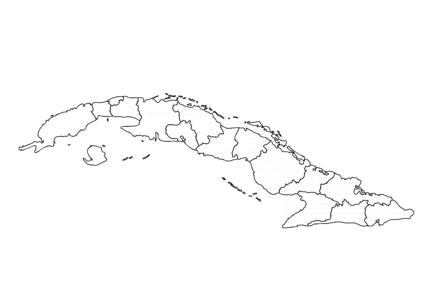 doodle karta över Kuba med stater vektor