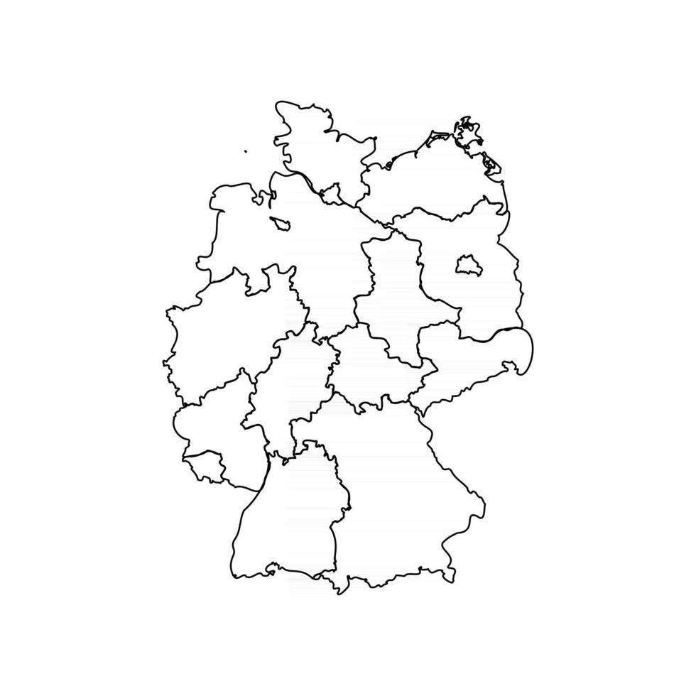 Gekritzelkarte von Deutschland mit Staaten vektor
