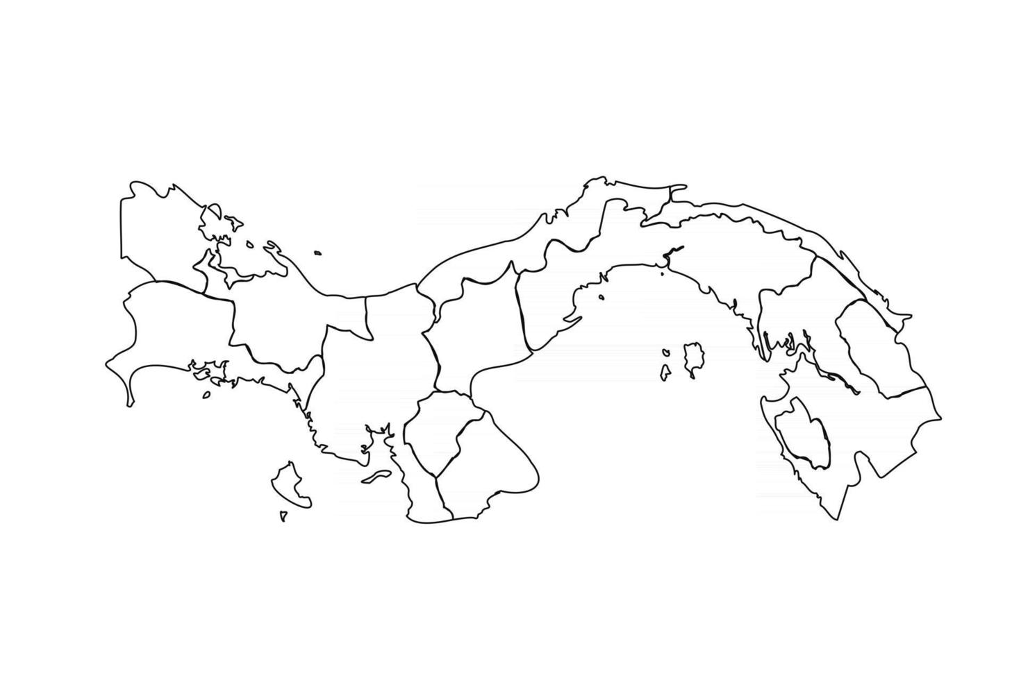 doodle karta över panama med stater vektor