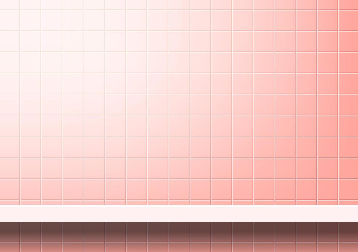 rosa fliesen wand mit regal für hintergrund modernes quadratisches mosaik rastermuster für dekoration architektur wand mosaik fliesenwand und plank regal mosaik gefliestes raster der badezimmerwand vektor