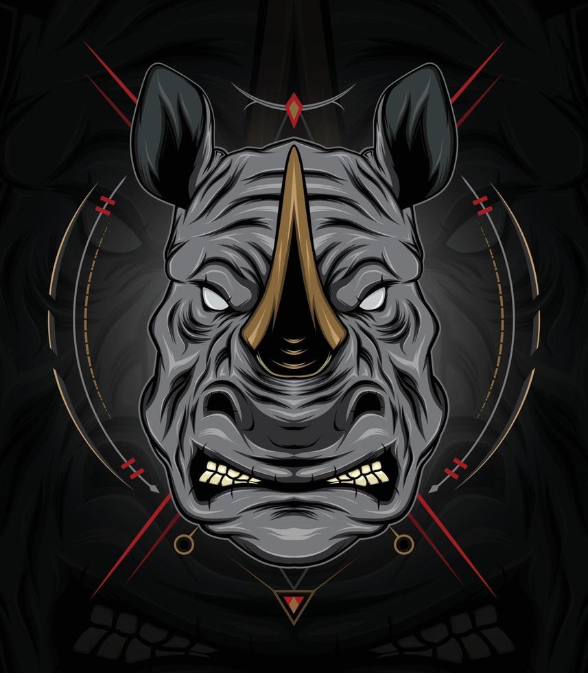 Vektor-Nashorn-Maskottchen-Logo-Design mit modernem Illustrationskonzept-Stil für Abzeichen-Emblem und T-Shirt-Druck vektor