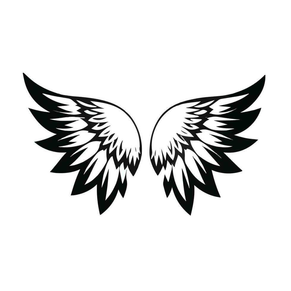 schwarz und Weiß Engel Flügel Clip Art vektor