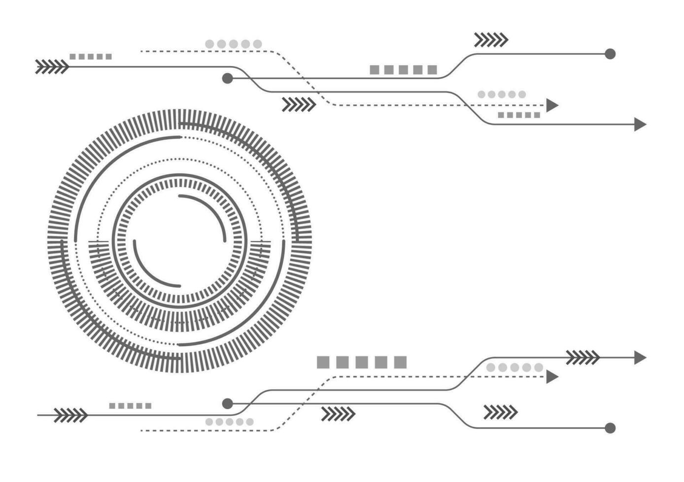 hi-tech cirkel med en rektangulär former på vit abstrakt bakgrund. trogen kommunikation och förbindelse begrepp. cyberrymden, och digital innovation vektor
