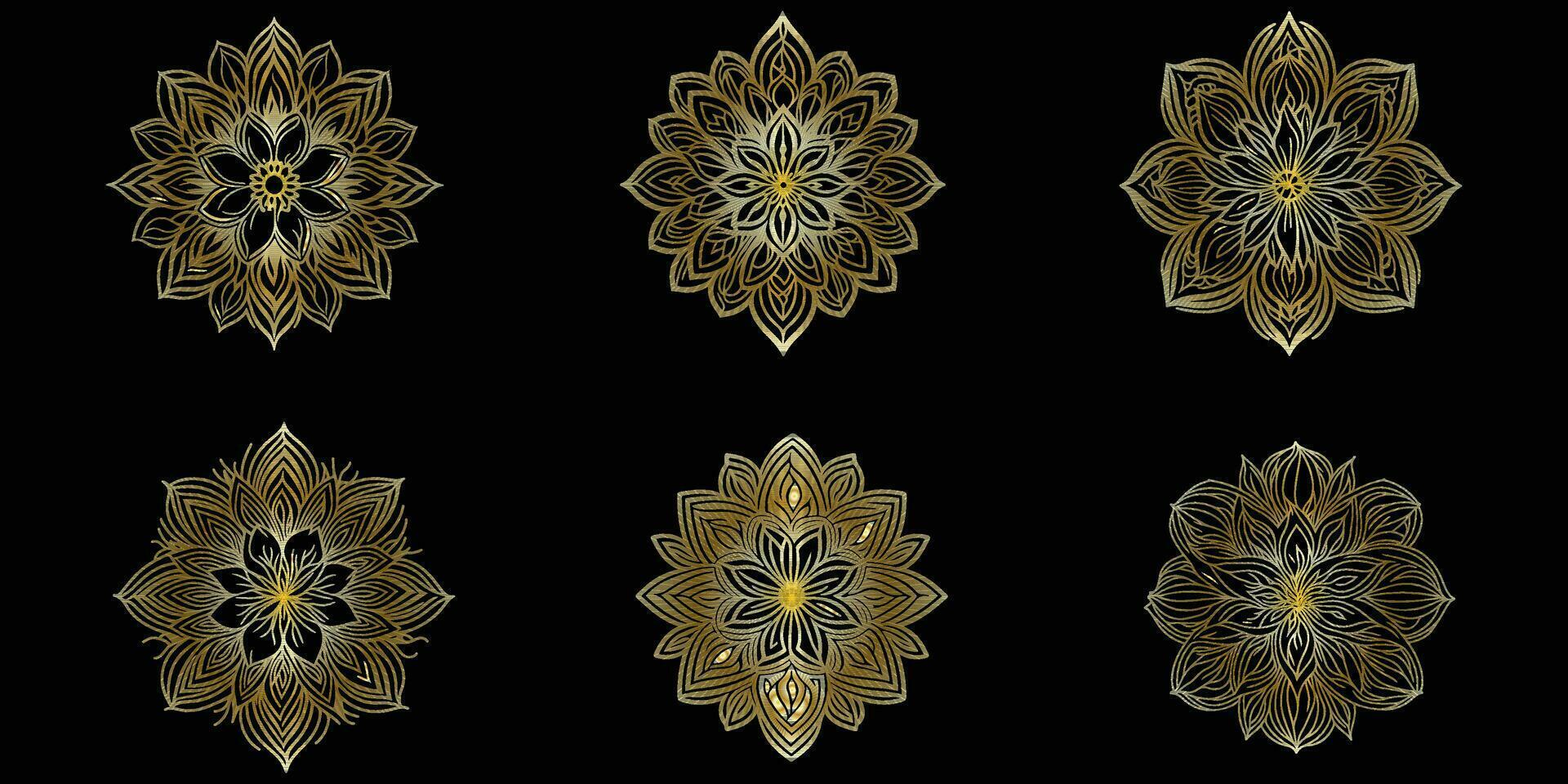 golden geometrisch Blumen Vektor Gliederung isoliert auf Weiß Hintergrund. golden Blumen- Design