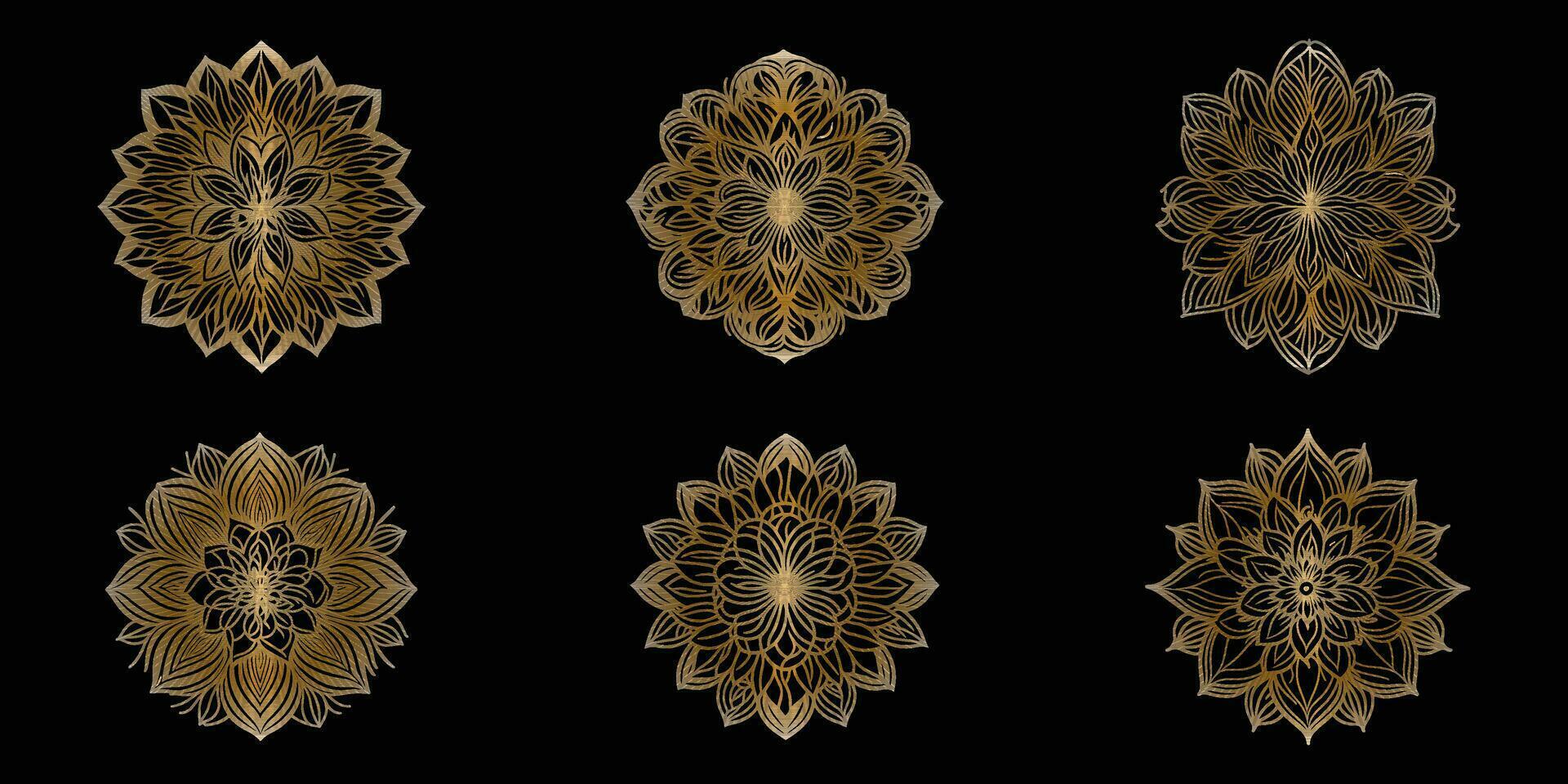 golden geometrisch Blumen Vektor Gliederung isoliert auf Weiß Hintergrund. golden Blumen- Design