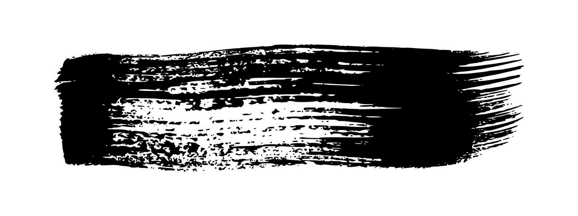 schwarz Grunge Bürste Schlaganfall. gemalt Tinte Streifen. Tinte Stelle isoliert auf Weiß Hintergrund. Vektor Illustration
