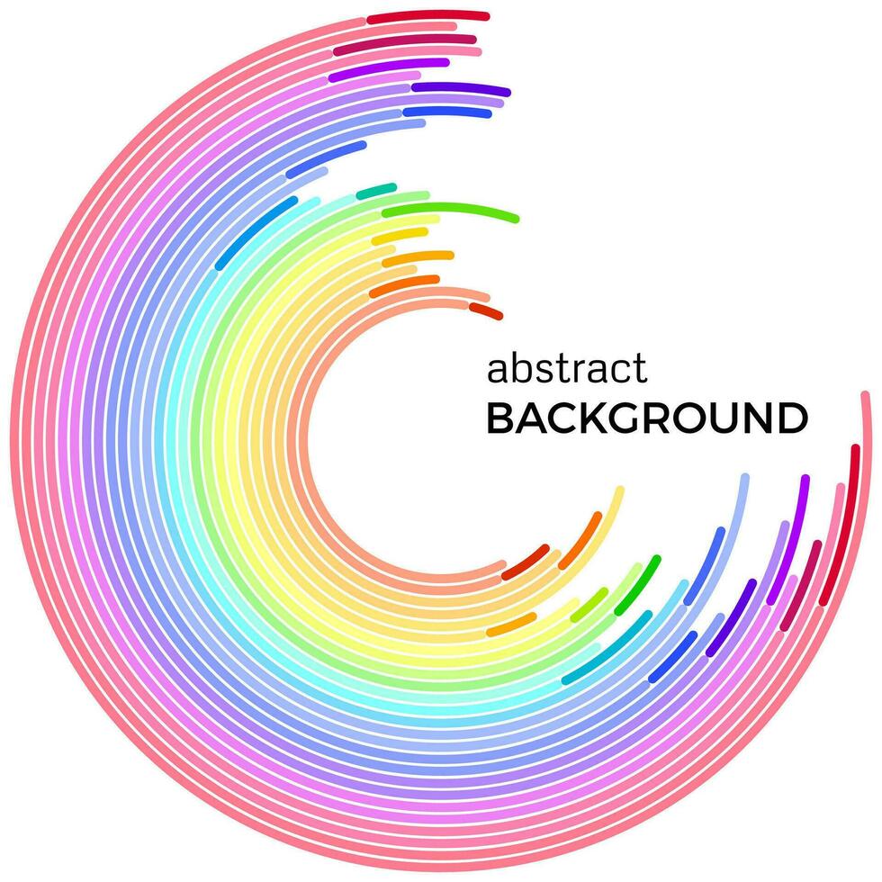 abstrakter hintergrund mit bunten linien des hellen regenbogens. farbige Kreise mit Platz für Ihren Text auf weißem Hintergrund. vektor