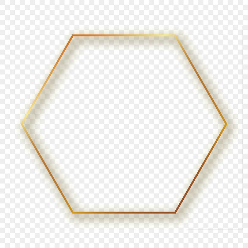 Gold glühend Hexagon Rahmen mit Schatten vektor