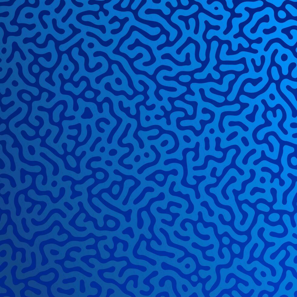 Blau turing Reaktion Gradient Hintergrund. abstrakt Diffusion Muster mit chaotisch Formen. Vektor Illustration.