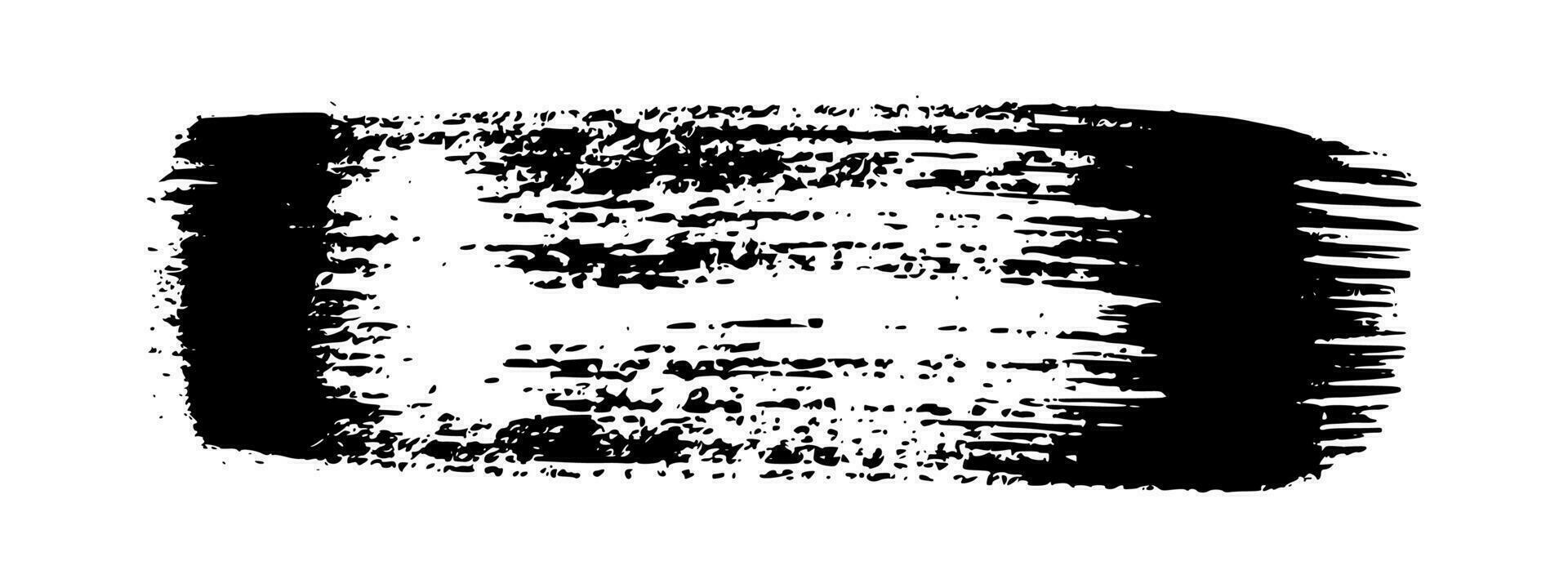 svart grunge borsta stroke. målad bläck rand. bläck fläck isolerat på vit vektor