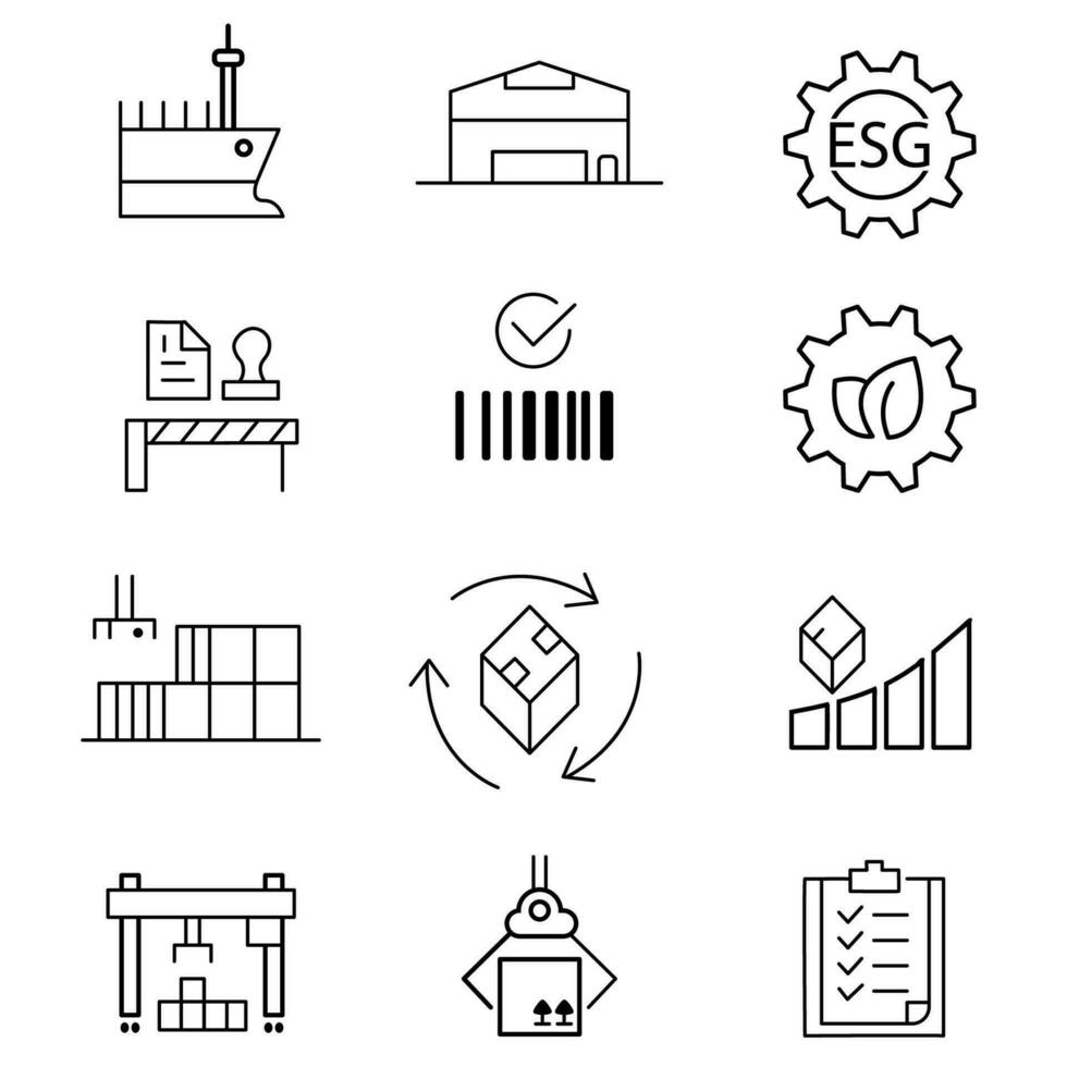 Logistik Symbole, Vektor Illustration Linie Symbole Über Logistik Robotik und Technologie zum liefern Kette Lager Illustration
