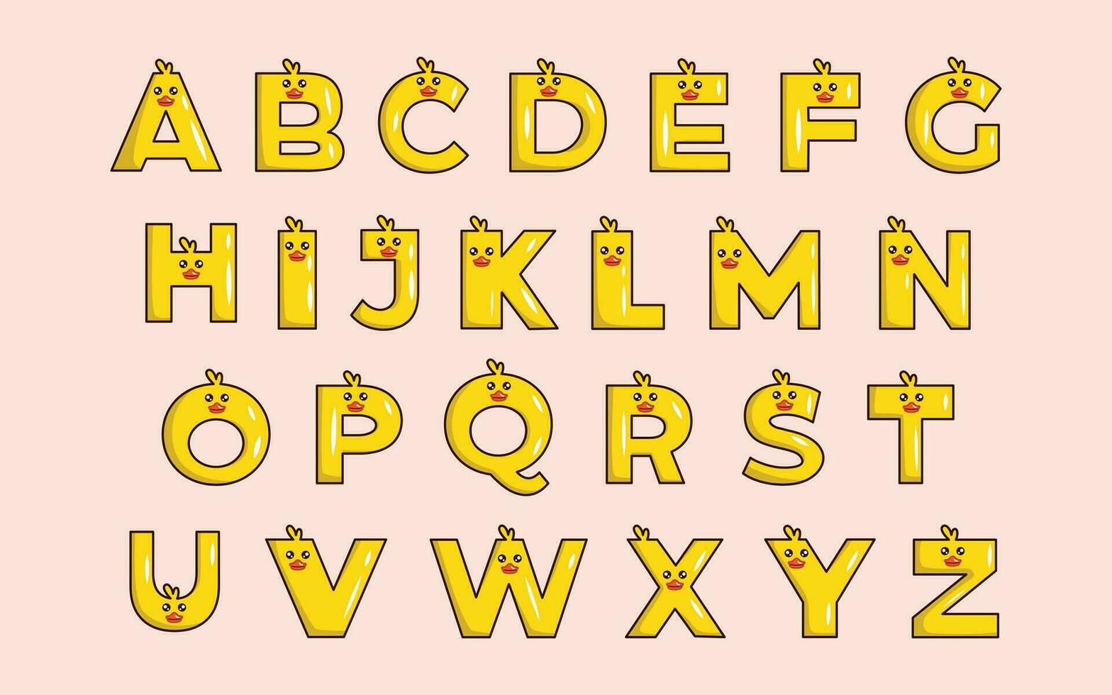 süß Ente Alphabet Tier Schriftart bunt Brief vektor
