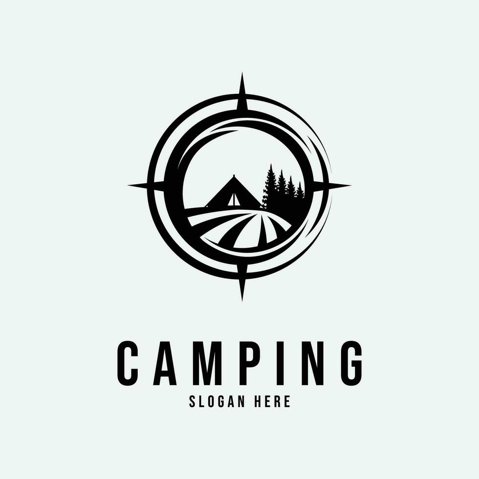 Camping Logo Linie Kunst Design vektor