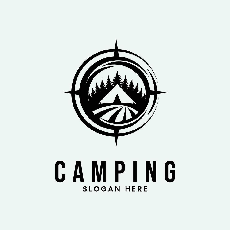 Camping Logo Linie Kunst Design vektor