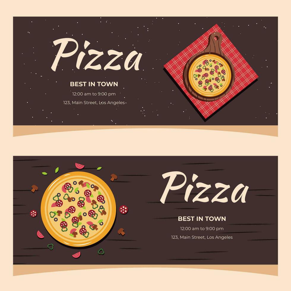 pizza flygblad, affisch, omslag, baner eller bakgrund. vektor illustration.