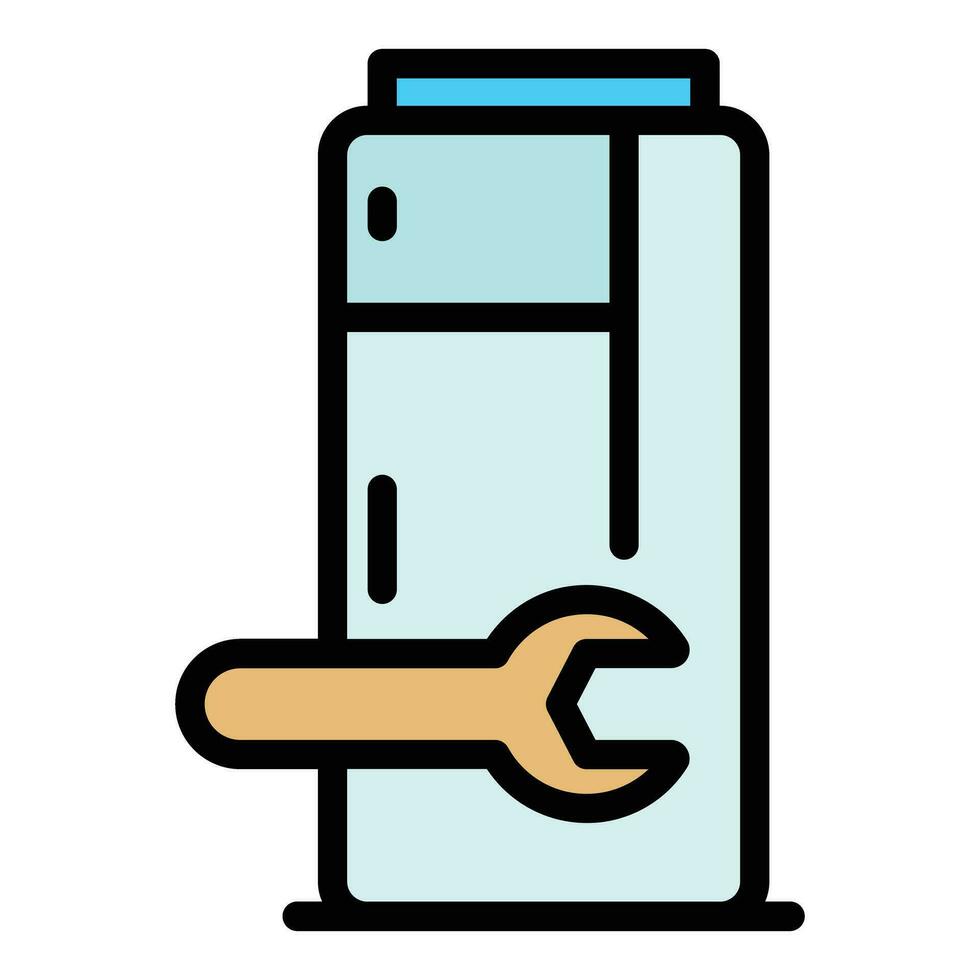 Schlüssel Reparatur Kühlschrank Symbol Vektor eben