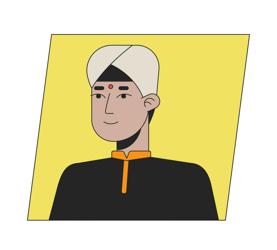 indisch Mann im Turban eben Farbe Karikatur Benutzerbild Symbol. editierbar 2d Benutzer Porträt linear Illustration. isoliert Vektor Gesicht Profil Clip Art. Benutzerbild, Person Kopf und Schultern