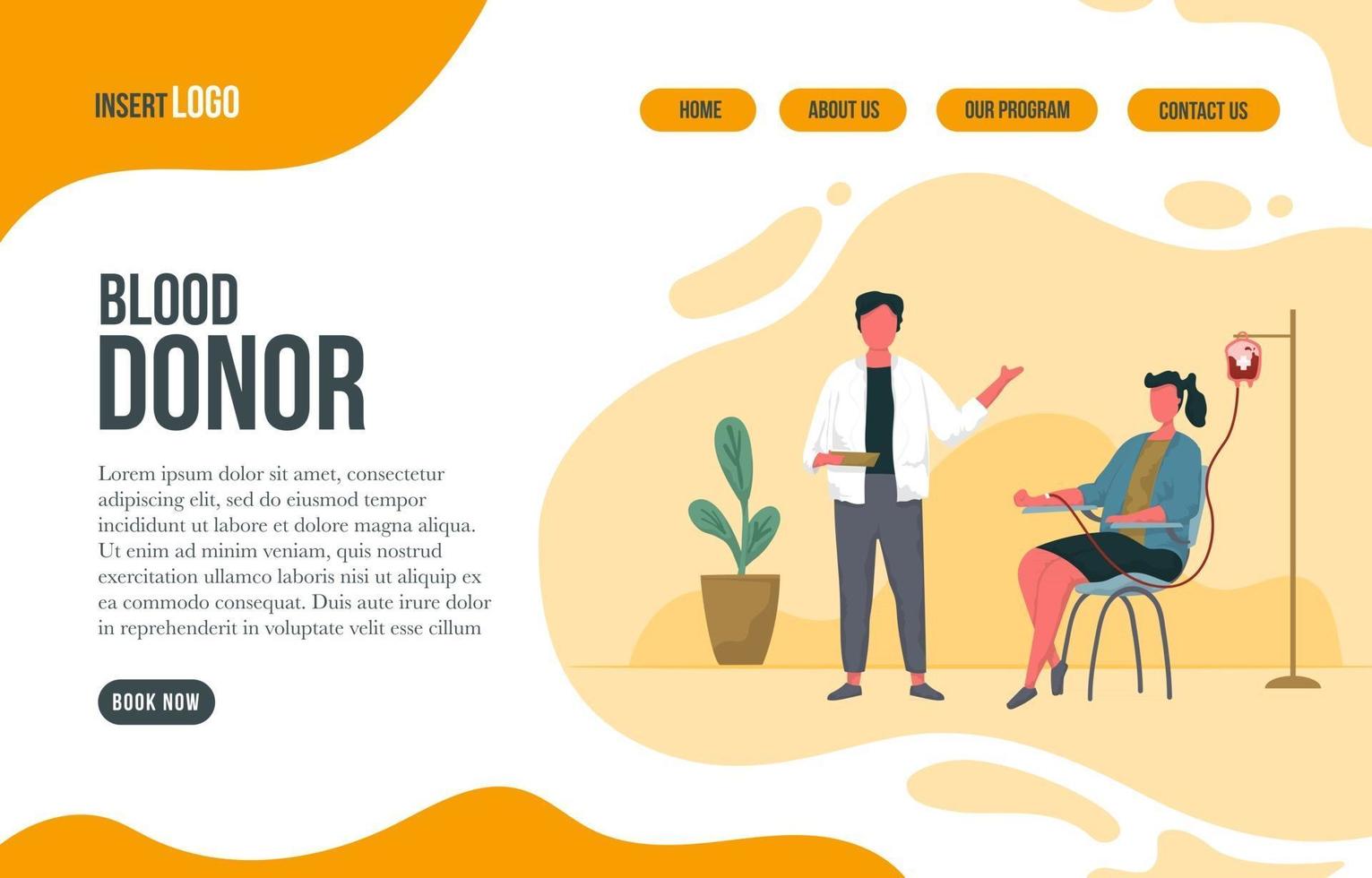 Blutspender-Landingpage vektor
