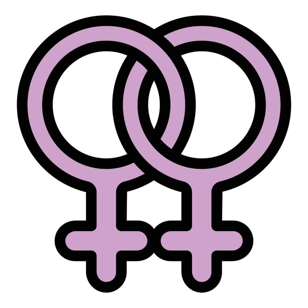 kön identitet lesbisk ikon vektor platt