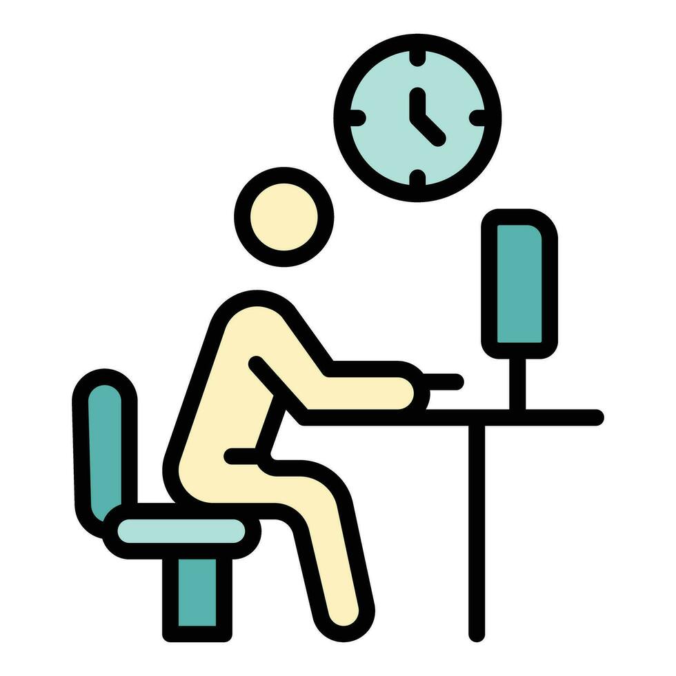 spät Arbeit Computer Symbol Vektor eben