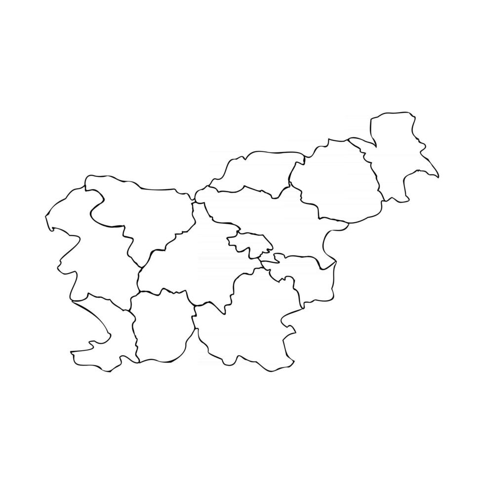 doodle karta över Slovenien med stater vektor