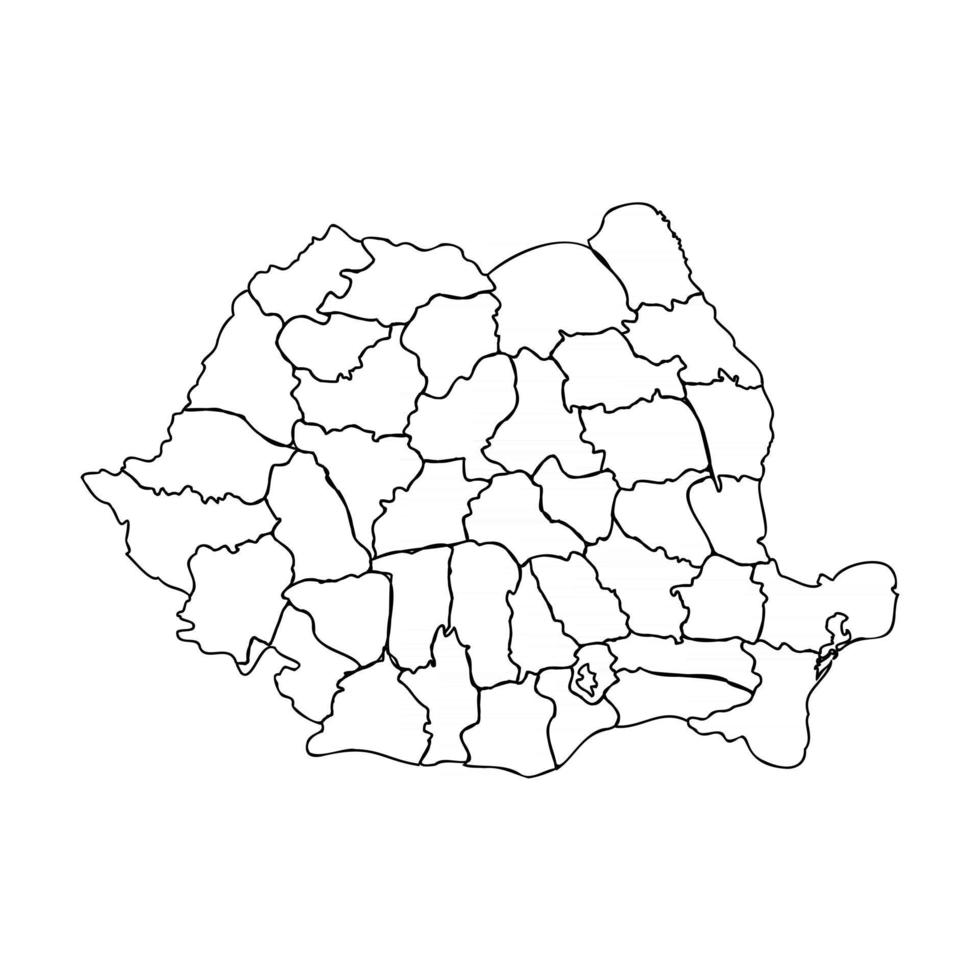 doodle karta över Rumänien med stater vektor
