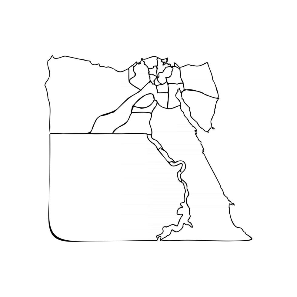 Doodle-Karte von Ägypten mit Staaten vektor