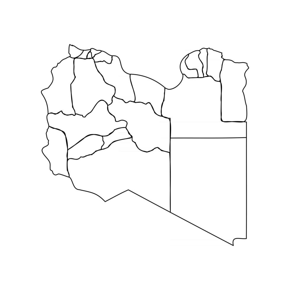 Gekritzelkarte von Libyen mit Staaten vektor