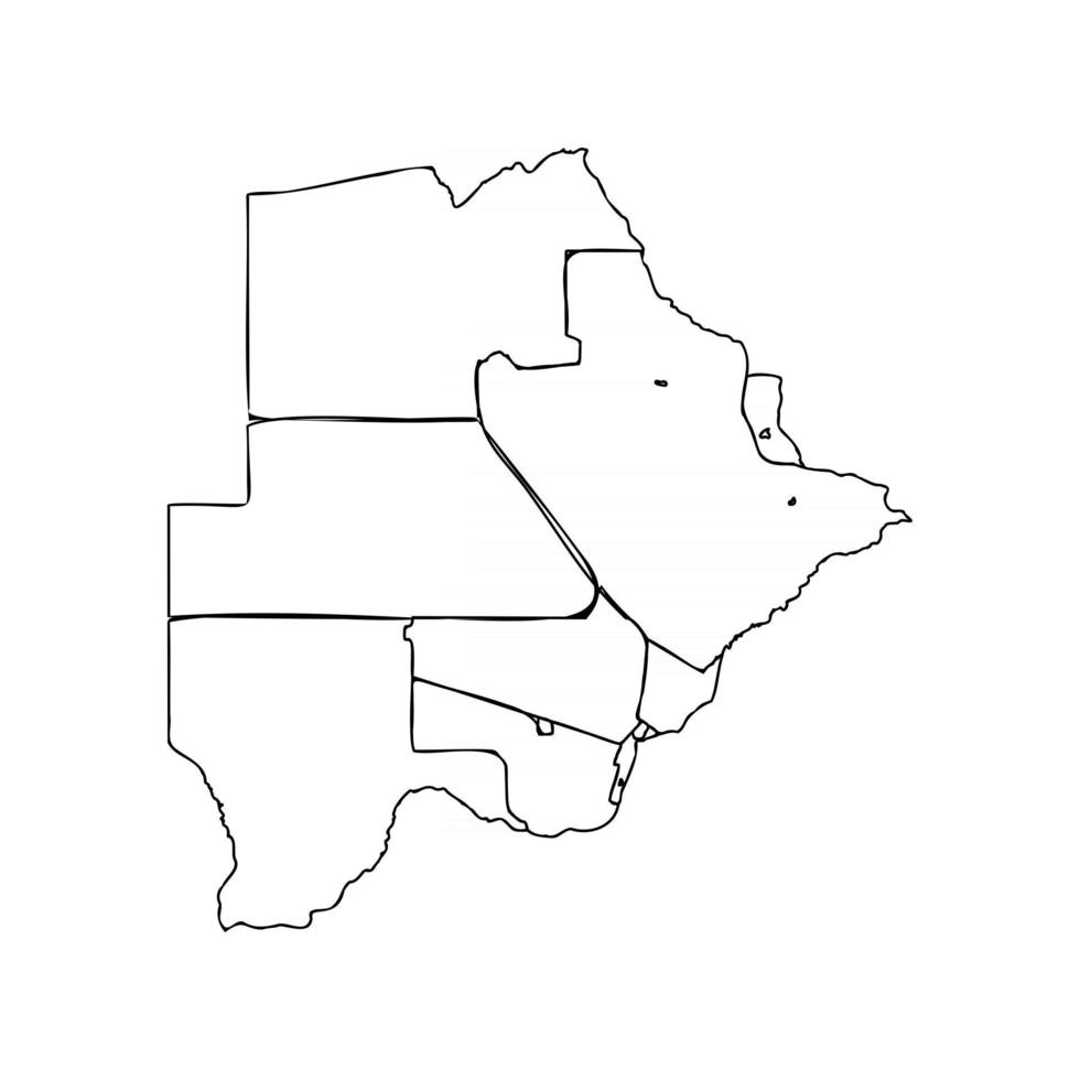Gekritzelkarte von Botswana mit Staaten vektor