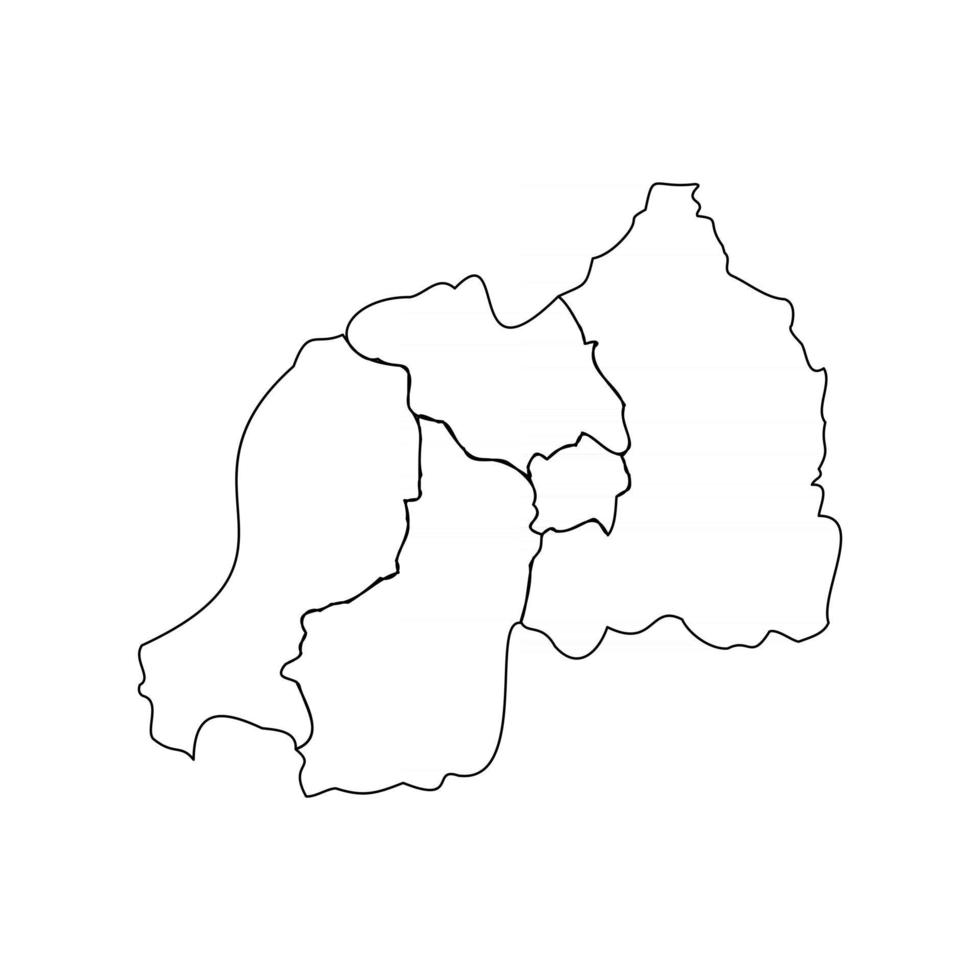 doodle karta över rwanda med stater vektor