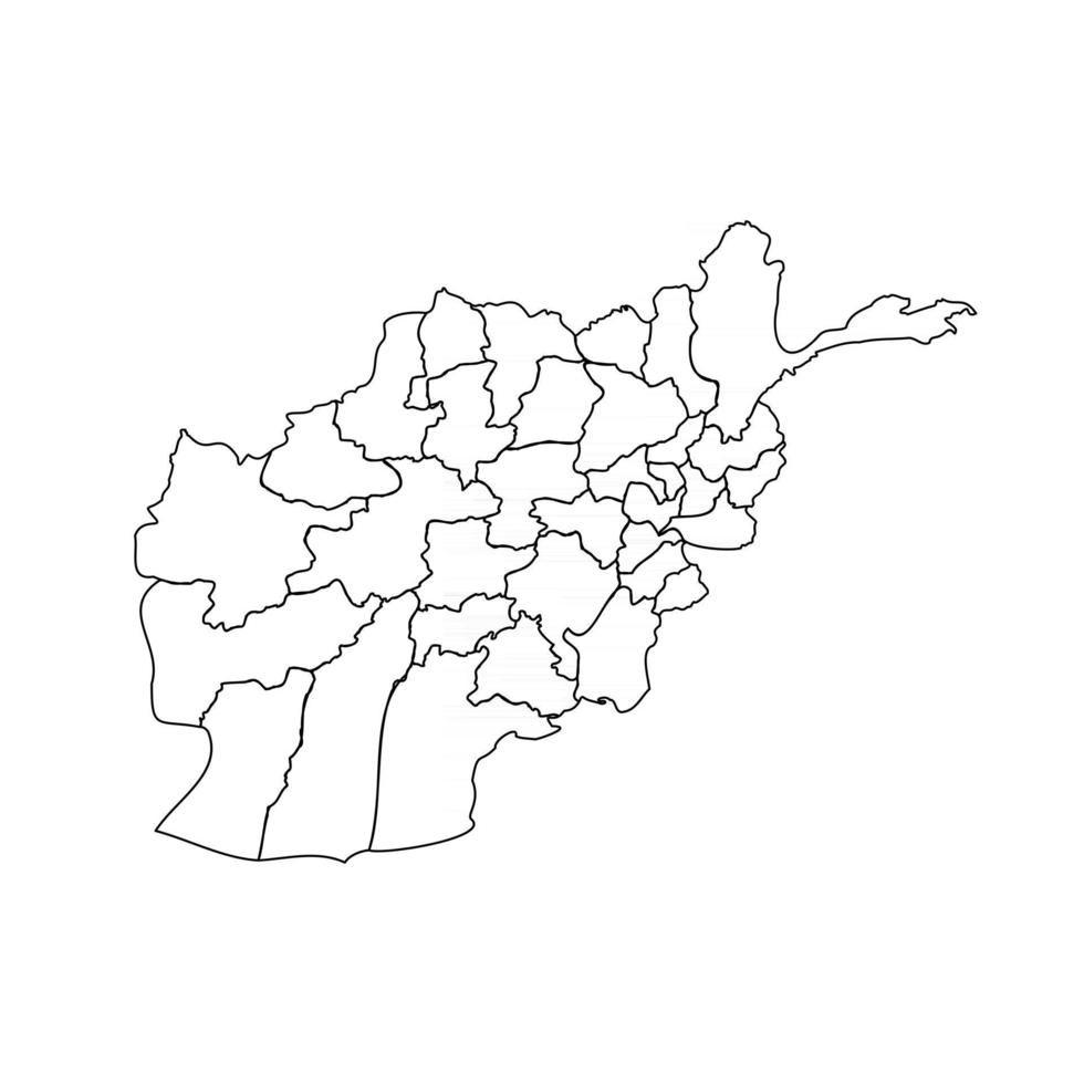 Doodle-Karte von Afghanistan mit Staaten vektor
