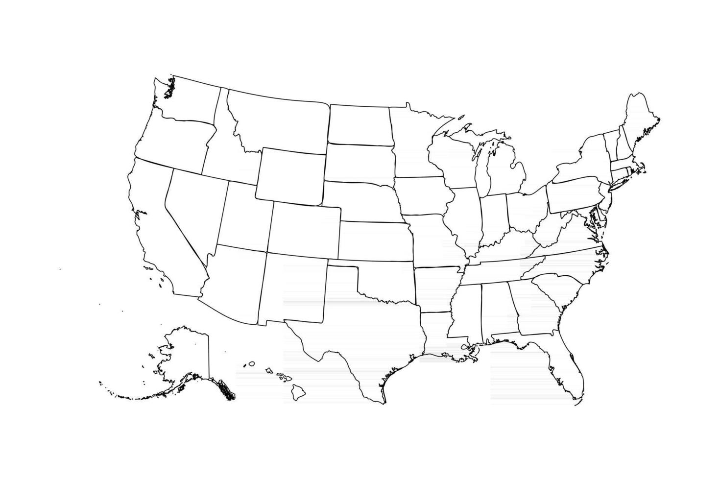 Gekritzelkarte der USA mit Staaten vektor