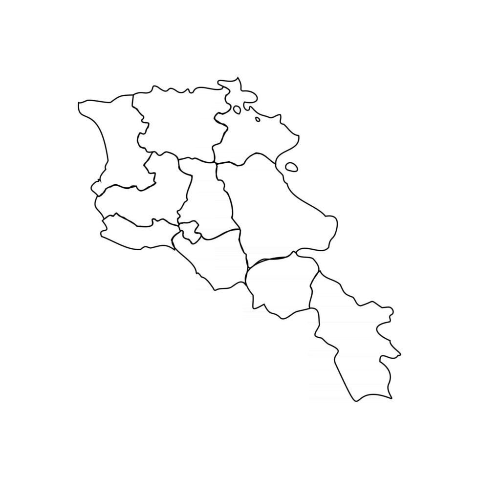 Doodle-Karte von Armenien mit Staaten vektor