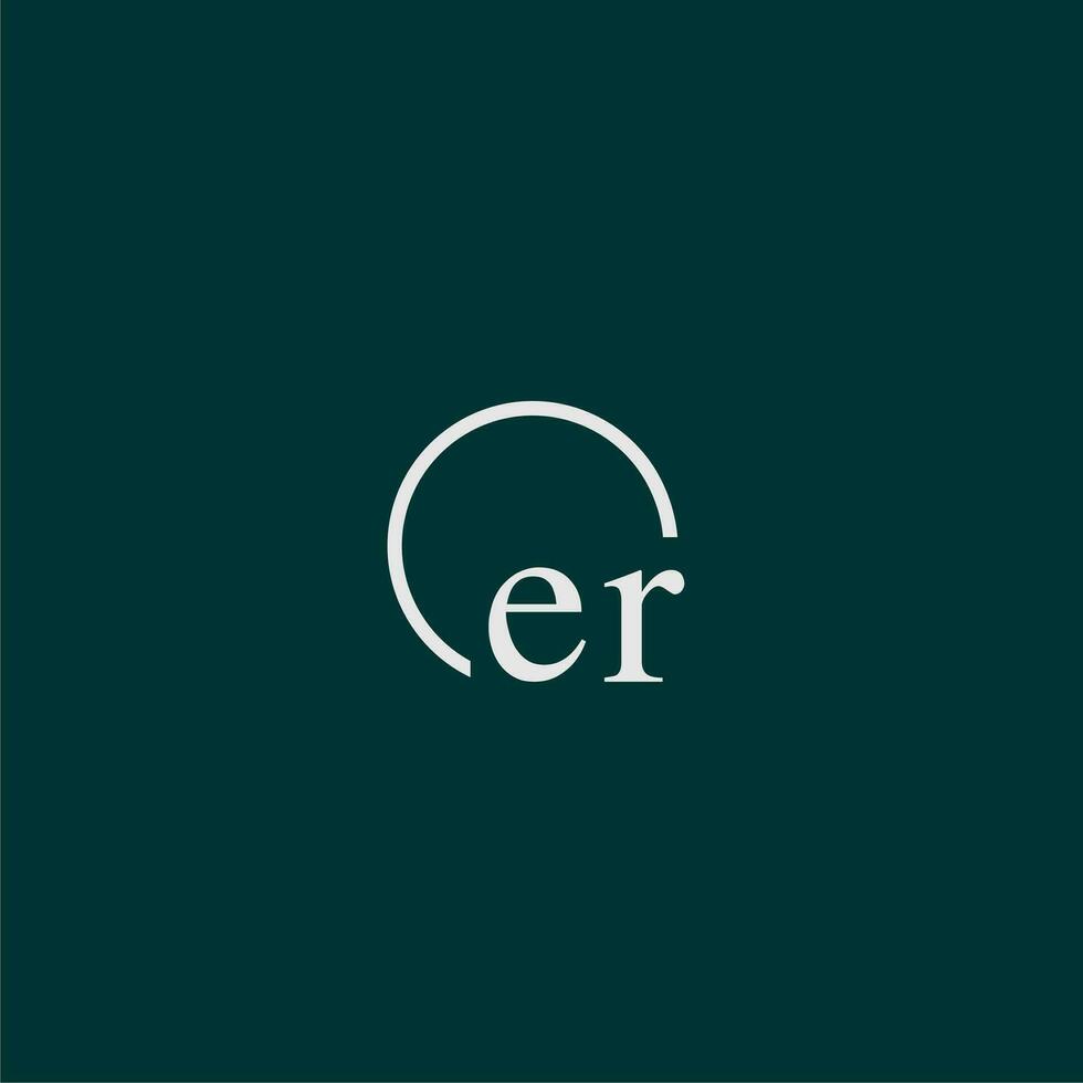 er första monogram logotyp med cirkel stil design vektor