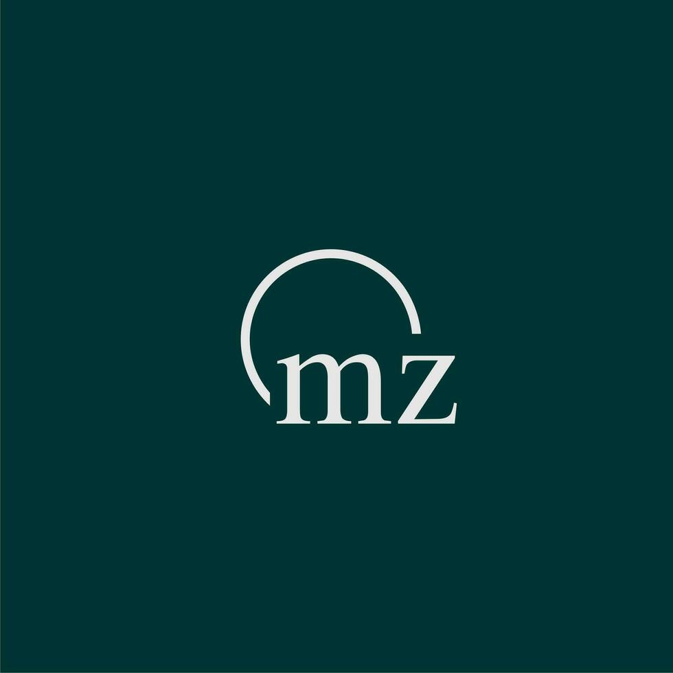 mz Initiale Monogramm Logo mit Kreis Stil Design vektor