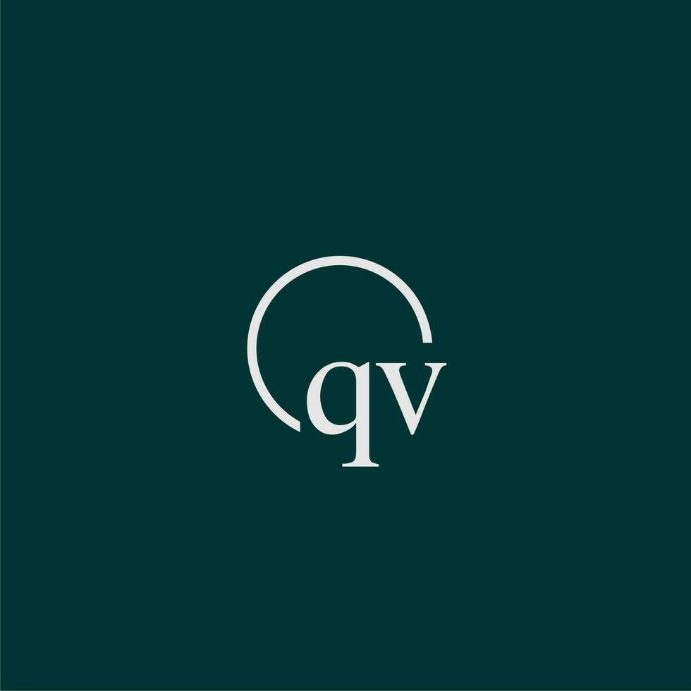 qv första monogram logotyp med cirkel stil design vektor