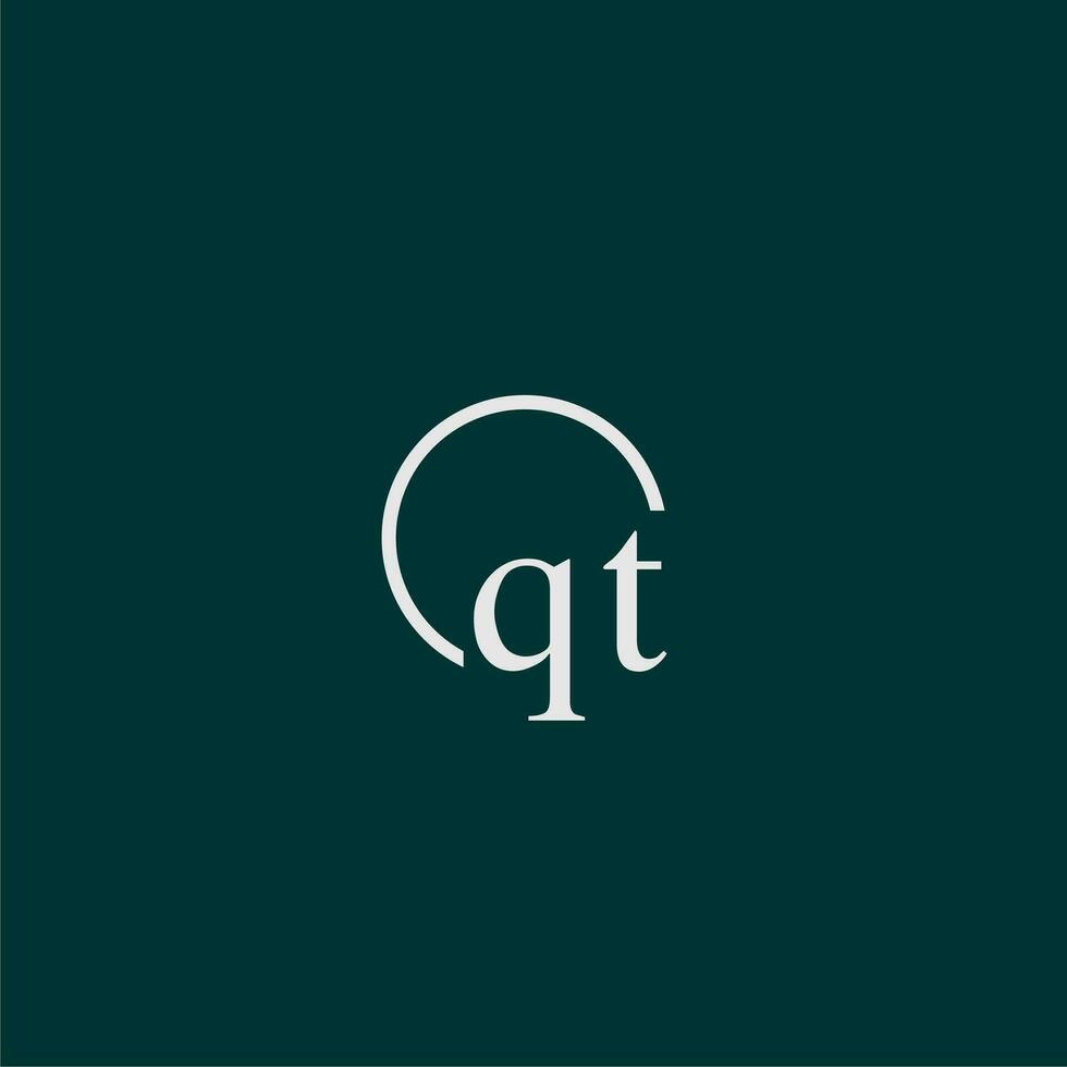 qt Initiale Monogramm Logo mit Kreis Stil Design vektor