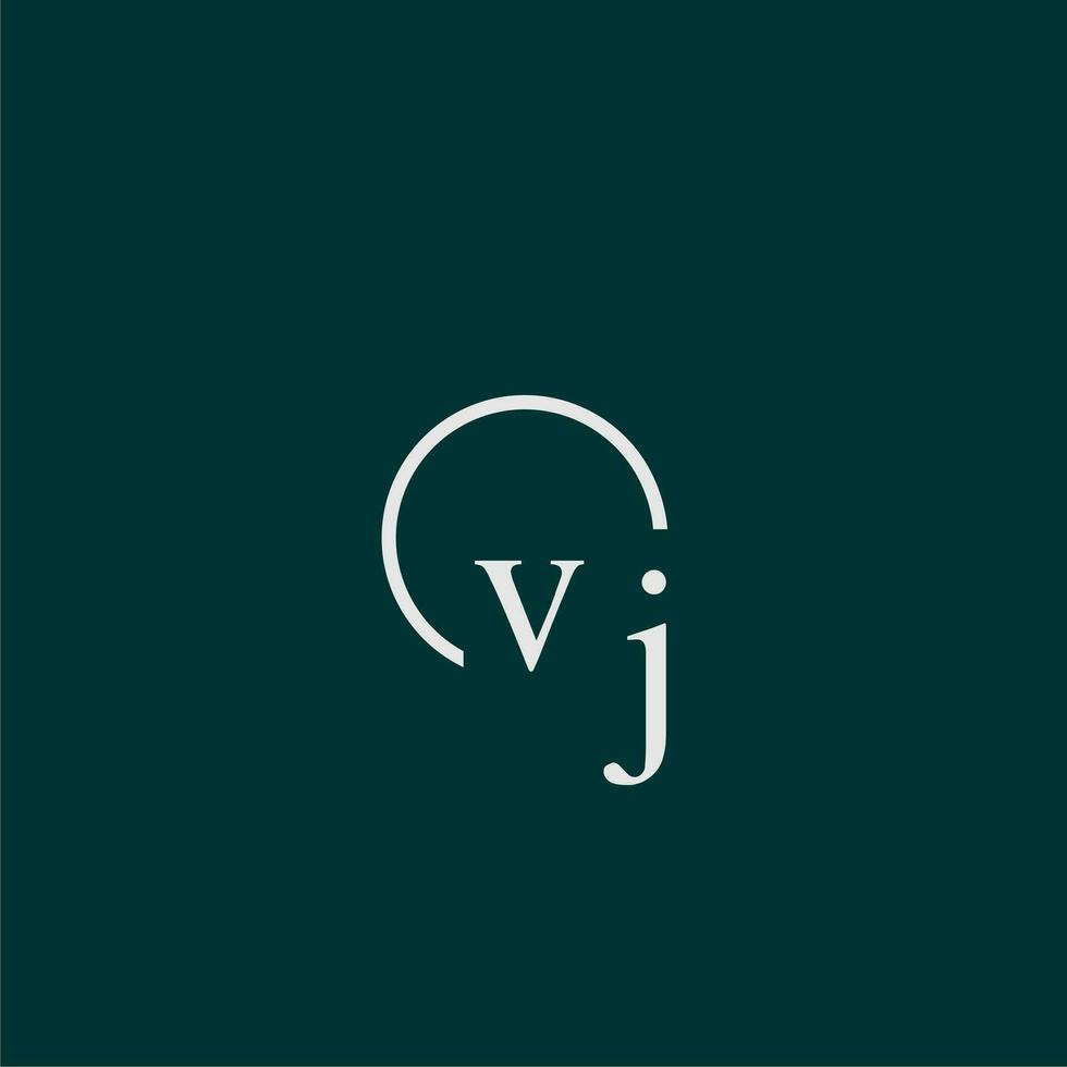 vj första monogram logotyp med cirkel stil design vektor