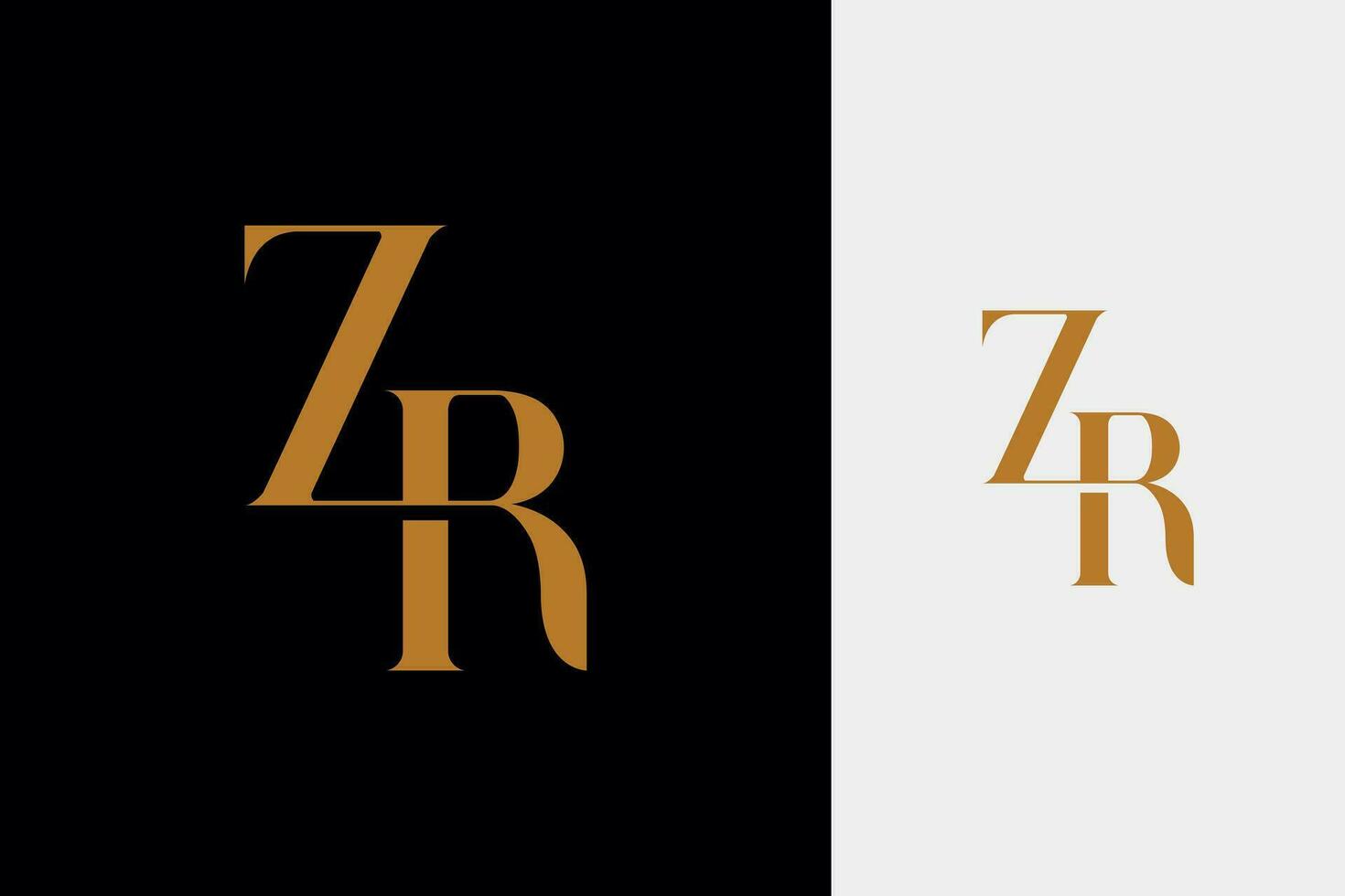 elegant enkel minimal lyx serif font alfabet brev z kombinerad med brev r logotyp design vektor