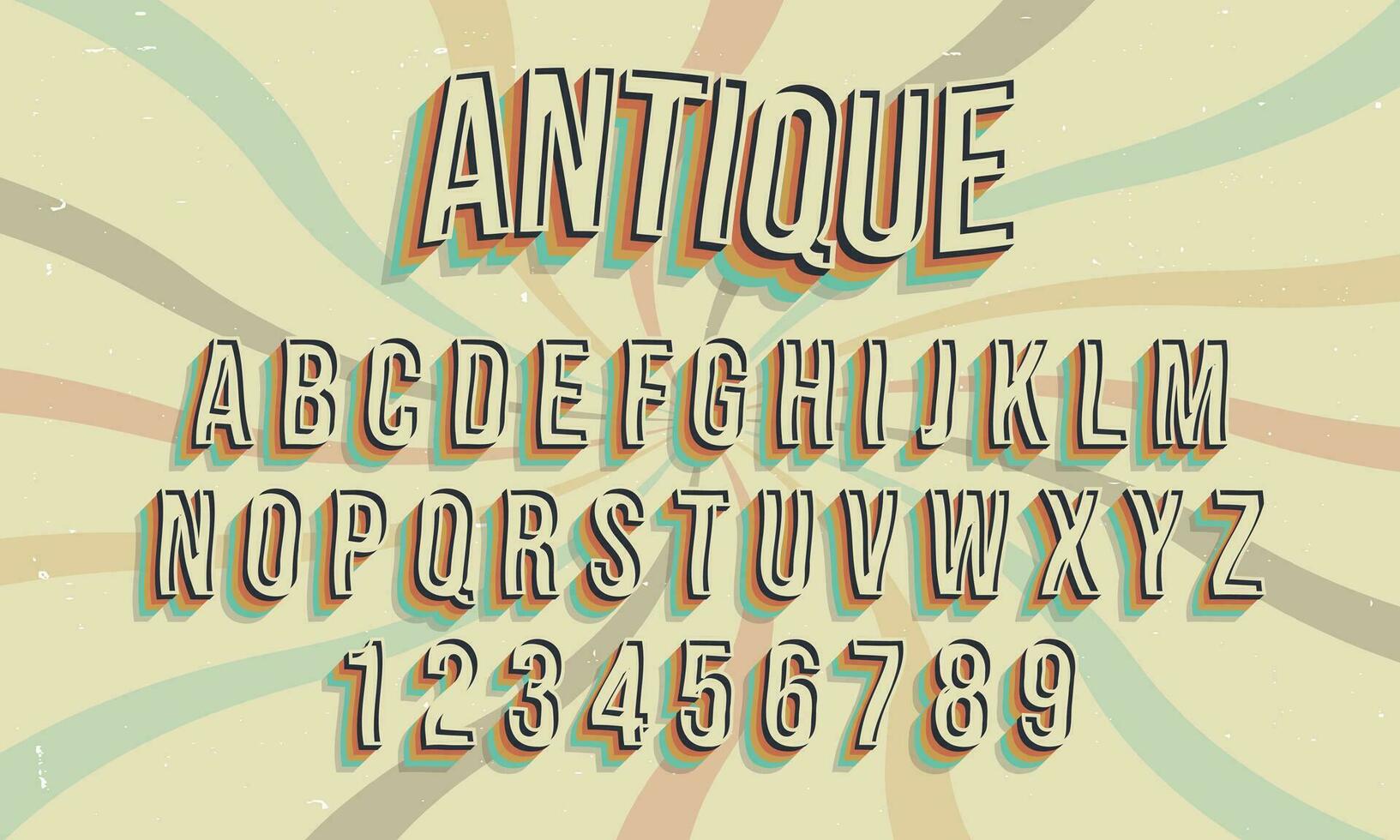 Jahrgang retro Stil bunt Vektor Alphabet Schriftart Typografie Schrift