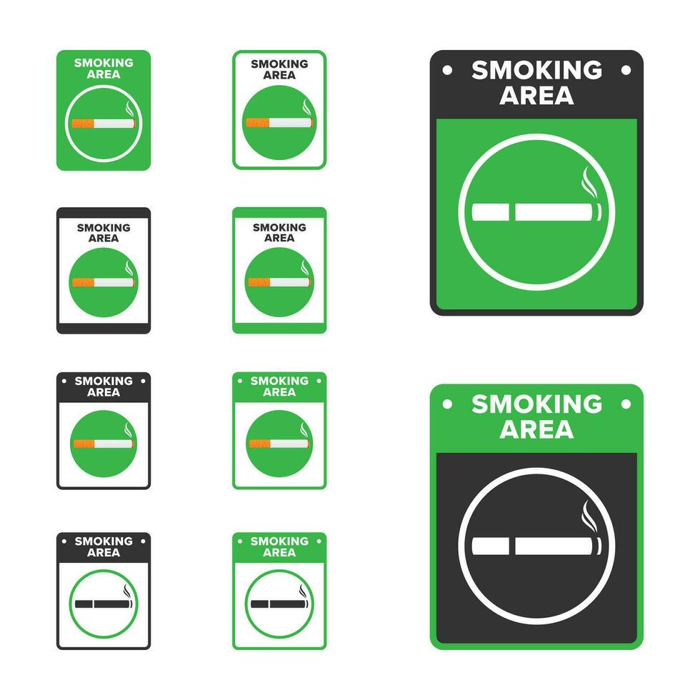 rökning ikon tecken vektor design, rökning område ikon styrelse grön Färg