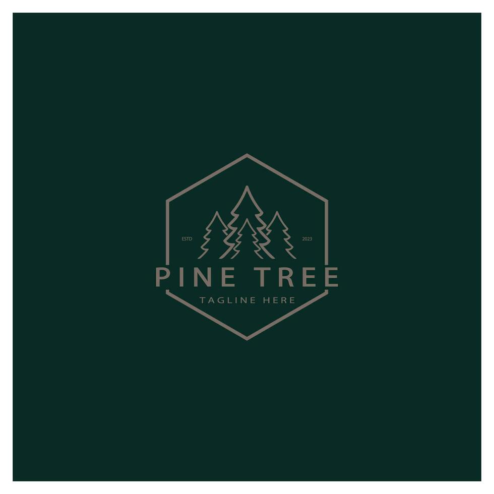 einfach Kiefer oder Tanne Baum logo,evergreen.for Kiefer Wald, Abenteurer, Camping, Natur, Abzeichen und business.vektor vektor