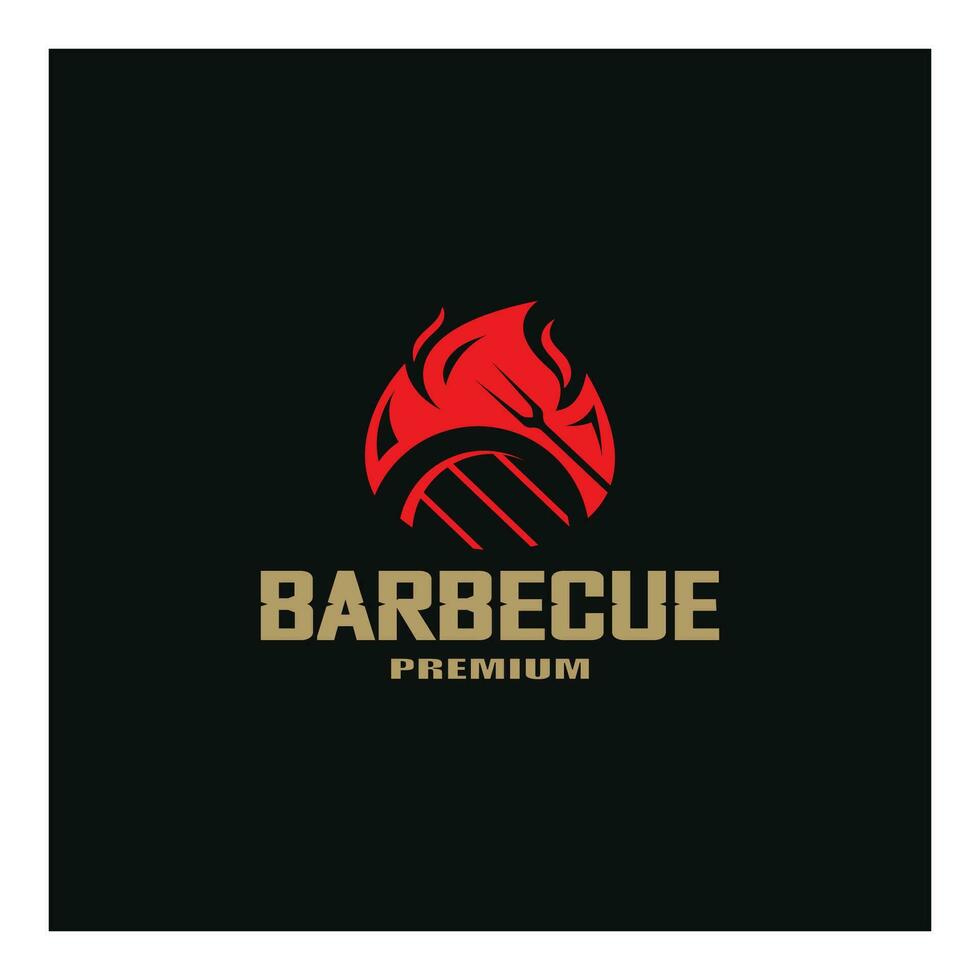 einfach Grill Jahrgang heiß Grill, mit gekreuzt Flammen und Spatel. Logo zum Restaurant, Abzeichen, Cafe und bar.vektor vektor