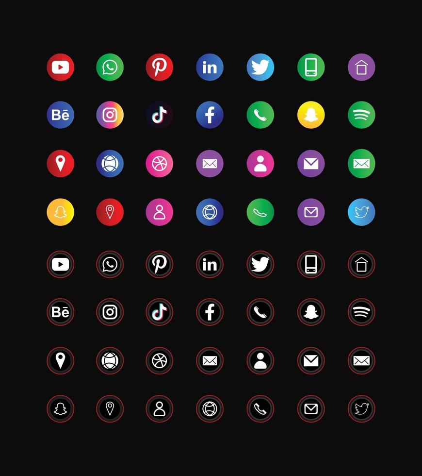 sociala medier logotyper och ikon vektor