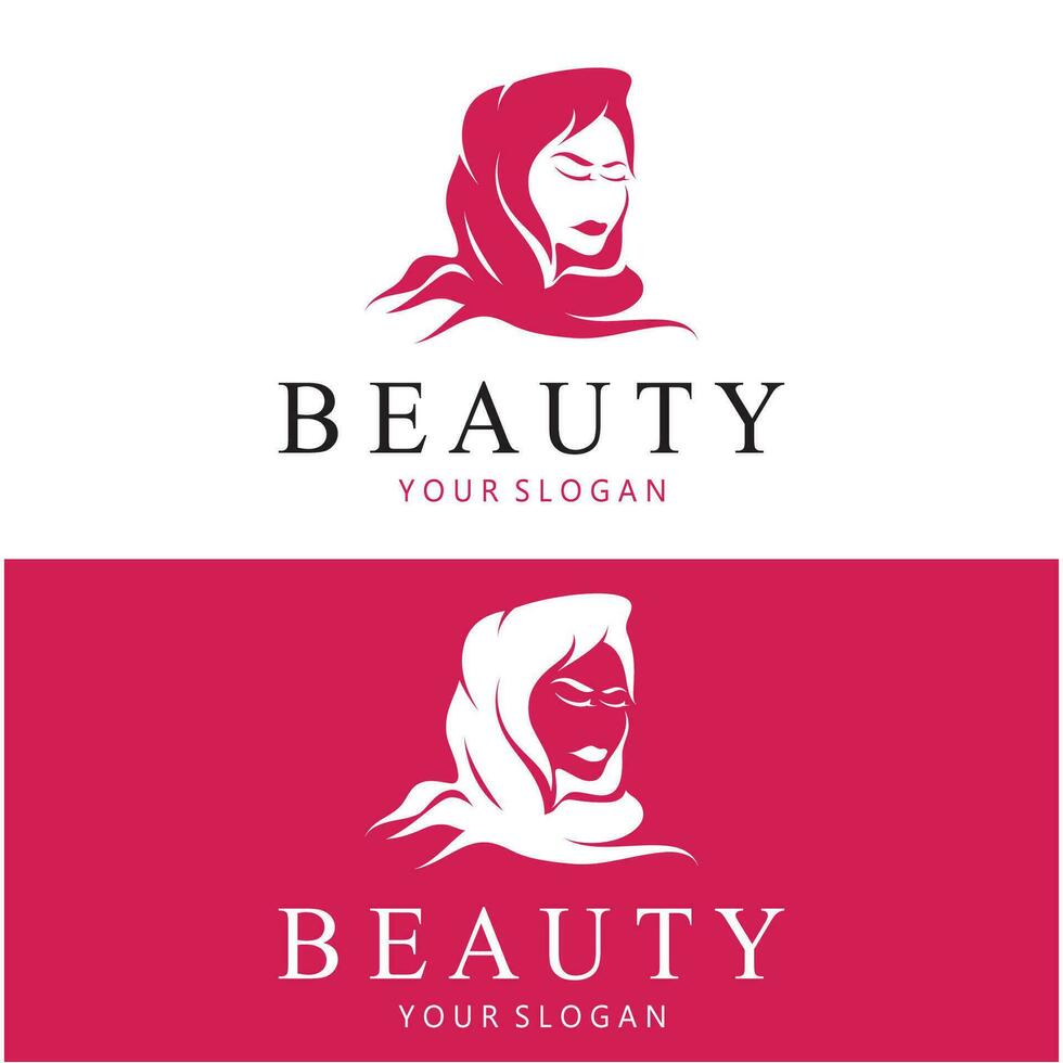 muslim hijab logotyp mall vektor illustration design-vektor