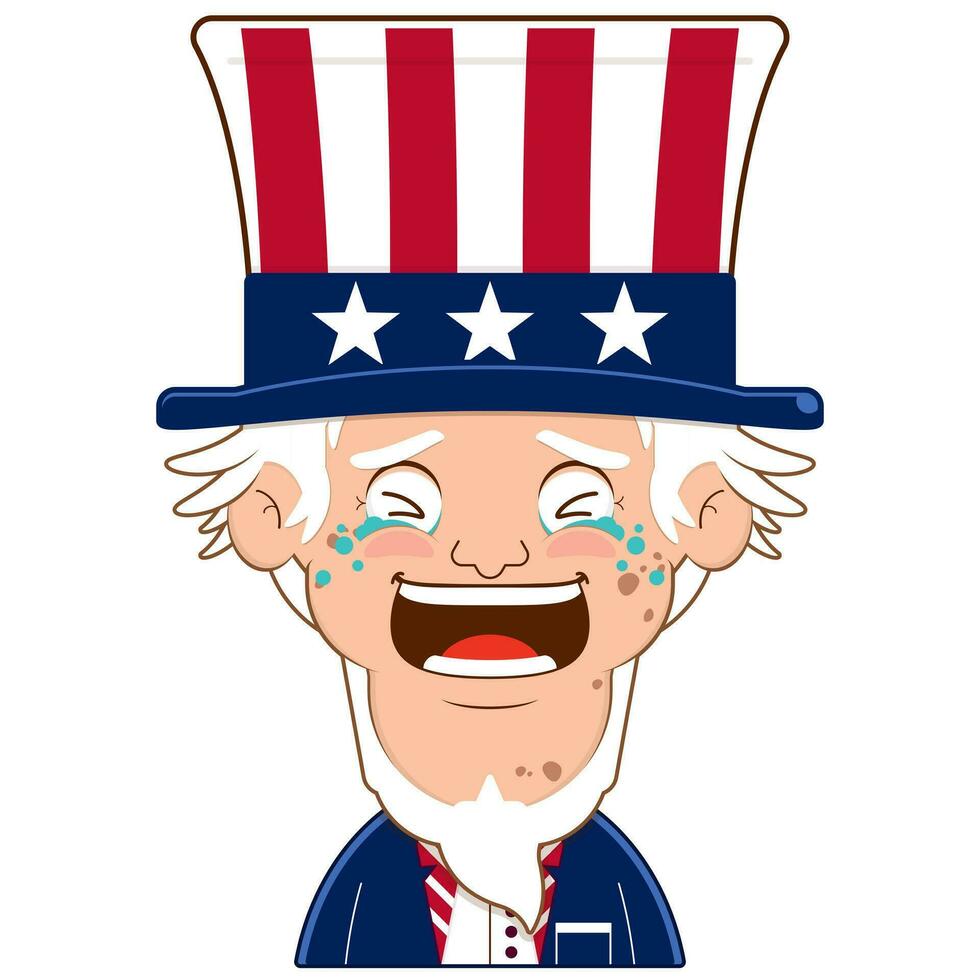 Onkel Sam Lachen Gesicht Karikatur süß zum Unabhängigkeit Tag vektor