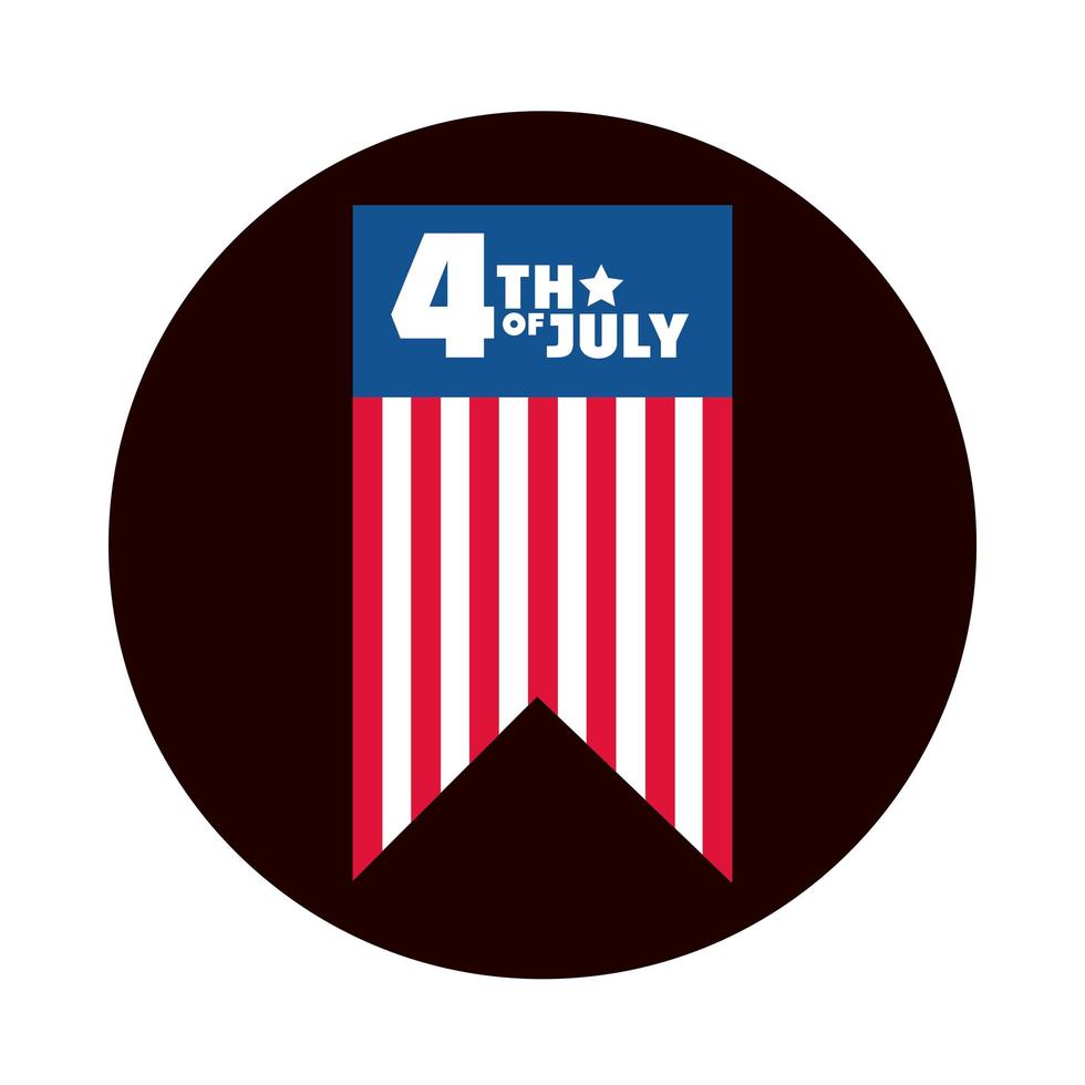 4. Juli Unabhängigkeitstag amerikanische Flagge Ammer Dekoration Feier Block und flache Stilikone vektor